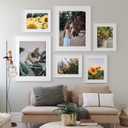 upsimples 8x10 Picture Frame Set of 5, Display Pictures 5x7 with Mat or 8 x 10 Without, Wall Gallery Photo Frames, White