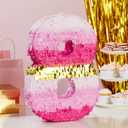 Number 8 Pinata, Pink and Gold for Girls 8th Birthday Party Decorations, Small, 16.5x11x3 in