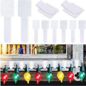 80 Pcs Adhesive Christmas String Lights Strap Holders, Outdoor Hanging Christmas Lights Cable Ties, Hook and Loop Cable Clip Cord Organizer for LED String Light, Cables Management, Porch Patio Decor
