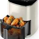 OLIXIS 12-in-1 Air Fryer 6.34 Quarts, Visable Airfryer with Window, 400F, Roast, Reheat, Dehydrate, Bake, Steam, Fries, Custard, Chicken, Wings, Sea Food, Vegetabels, Pearl White, 10.5"D x 12.9"W x 13.6"H