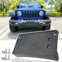 Front License Plate Frame for Jeep Wrangler JL JLU Gladiator JT 2018-2026 (for Plastic Bumper ONLY) Front Bumper License Plate Holder Mounting Bracket Cover Replace# 68293738AA CH1068167