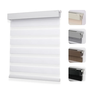Joydeco No Drill Zebra Blinds for Windows, Cordless Day & Night Dual Sheer Roller Shades, Easy Installation, Free-Stop Lift System, Light Filtering Privacy Blinds for Home(White,34" W x 75" H)
