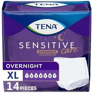 TENA Sensitive Care Overnight Incontinence Underwear Women, XL 39-52in 14ct | Designed to maximum absorbency. This underwear is 100% breathable which helps maintain your skin's natural moisture balance