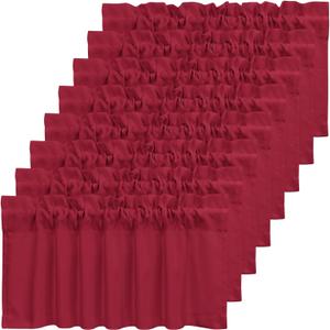 8 Panels Blackout Curtain Valances for Kitchen Living Room Bathroom Bedroom, 52" x 18" Burgundy Valances for Windows Rod Pocket Short Curtains for Small Window, Thermal Insulated Valances