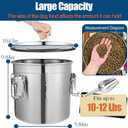 304 Stainless Steel Dog Food Storage Containers with Scoop, Fits up to 12Lbs, Large Pet Food Storage Container with Airtight Lid and Locking Clamp Metal Pet Food Bin for Dogs and Cats, Keep Fresh