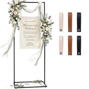 WEDORA Wedding Welcome Sign Stand, 79" Extra-Tall Height - Black Metal Sign Holder with 6 Leather Straps, Easel Stand for Seating Charts & Event Dcor