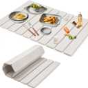 Large Stone Dish Drying Mat 23x15.3 Inch for Kitchen Counter & Sink Collapsible Quick-Dry Diatomaceous Earth Pad Eco-Friendly Absorbent Mat for Dishes Cups Bottles (White, 23" x 15.3")