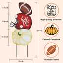 hogardeck Fall Decorations for Home Outdoor, 32" Decorative Garden Stakes with 3 Stacked Pumpkin Football Helmet for Fall Decor, Metal Yard Signs for Garden Home Lawn Patio Thanksgiving Decorations (Rbw)