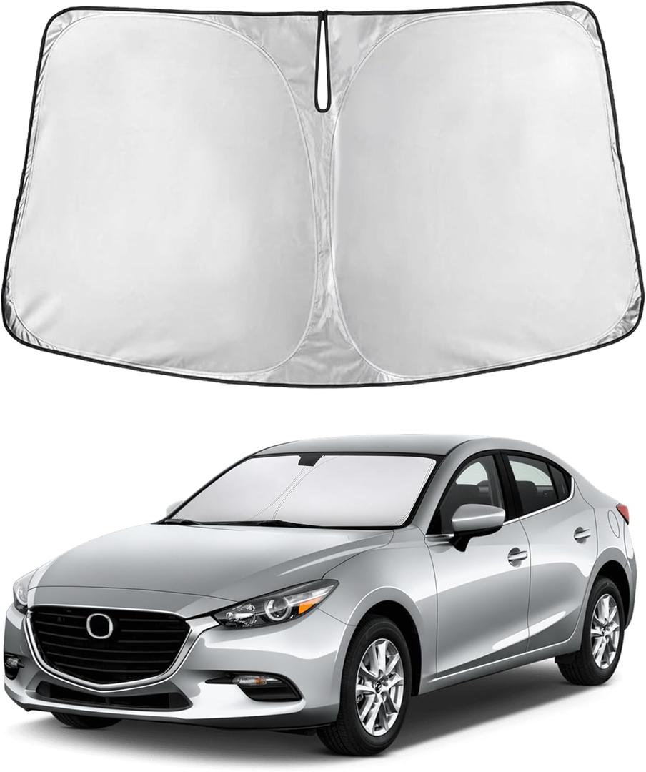 EcoNour Windshield Sunshade Compatible for Mazda 3 2014-2024 2025 2026, Sun Visor for Front Windshield & Window Sun Shade Cover, UV Heat Blocker & Protector, Car Accessories