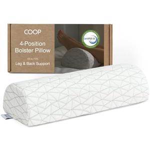 Coop Home Goods Four Position Adjustable Support Pillow, 21 x 8 Half-Moon Shape with Memory Foam Insert, Wedge Pillow for Knee, Leg, Neck, Lumbar and Pressure Points Support