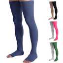 Doc Miller Thigh High Compression Socks - Open Toe, 20-30mmHg for Varicose Veins, Calf, Leg & Ankle Support, Pregnancy & Maternity Stockings, Small to Plus Size