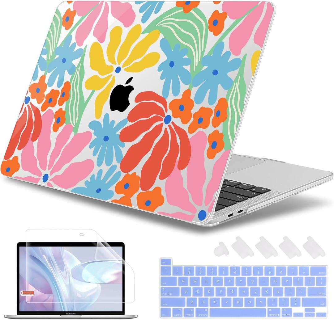 May Chen for MacBook Pro 16 inch A2141 2020 2019 Release, Screen Protector & Keyboard Cover Plastic Soft-Touch Case for MacBook Pro 16-inch with Touch Bar & Touch ID - Colorful Floral