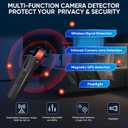 AI Hidden Camera Detector, Anti-Spy Camera Finder RF Signal & WiFi Scanner Hidden Devices Detector for GPS Trackers, 4 Modes for Hotel, Bathroom, Office, Car Travel Security (Black)