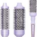 Heated Round Brush, Thermal Brush with 3 Detachable Heads for Short to Long Hair, 5 Temprature Settings Fast Heating Create Sleek Straight Hair/Bouncy Curls, Dual Voltage, Lilac
