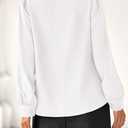 dowerme Womens Tops 2026 Spring V Neck T-Shirts Long Sleeve Shirts Lace Crochet Work Blouses Dressy Casual Loose Tunics (White, M)