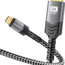 BlueRigger 8K USB C to HDMI Cable (6FT, 8K 60Hz, Uni-Directional, 48Gbps, USB Type C 3.1, HDMI 2.1 Premium Braided Cord, USBC to HDMI)  Thunderbolt 3/4 Compatible with Phone, Laptop, Tablet