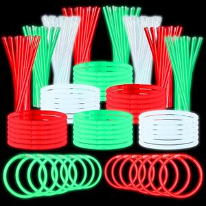 Libima 600 Pcs Christmas Glow Sticks Necklaces Bulk with Connectors 8 Inch Stick Necklaces Stick Bracelets Bulk Glow in The Dark Party Supplies for Easter Christmas New Year Gifts Red Green