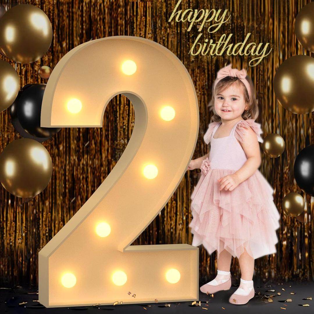 3FT Marquee Numbers, Light Up Numbers 2 for 2nd 20th 21st Birthday Decorations, Big Numbers for Party Decorations, Large Light Up Numbers for Party Decor DIY Pre-Cut Foamboad Mosaic Numbers