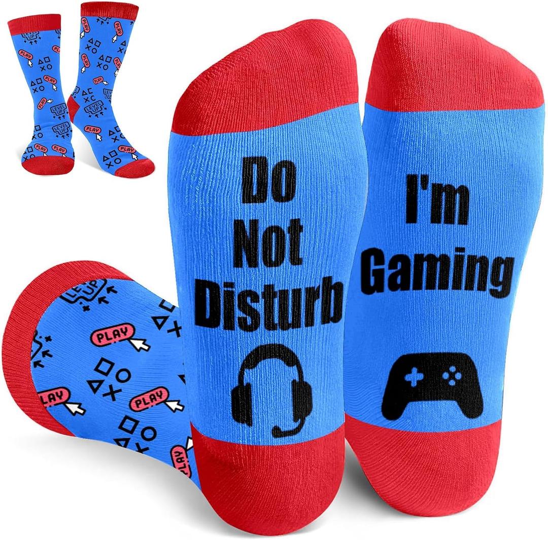 Gamer Gifts for Men, Gaming Socks for Boys, Gamer Crazy Socks for Teens, Christmas Stocking Stuffers, and Novelty Xmas Gifts for Boyfriend Husband