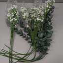 Fake Artificial Flowers Bouquet for Decoration, Silk Floral Arrangements Faux Flowers Plant Wedding Bride Bouquets Tables Centerpieces for Rustic Home Decor Indoor Vase Floral Table Decor (Blue White)