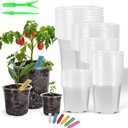 60 Pack Clear Nursery Pots with Drainage Holes, 3.5/4/5/6/7 Inch Clear Plastic Pots for Plants, Reinforced Transparent Nursery Pot with 60 Colorful Plant Labels 2 Garden Tools