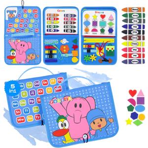 LUPPA Pocoyo Montessori Busy Board - Preschool Learning Fun with Alphabet & Numbers, Ideal Educational Travel Toy for 3-4 Year-Olds (Busy Board)