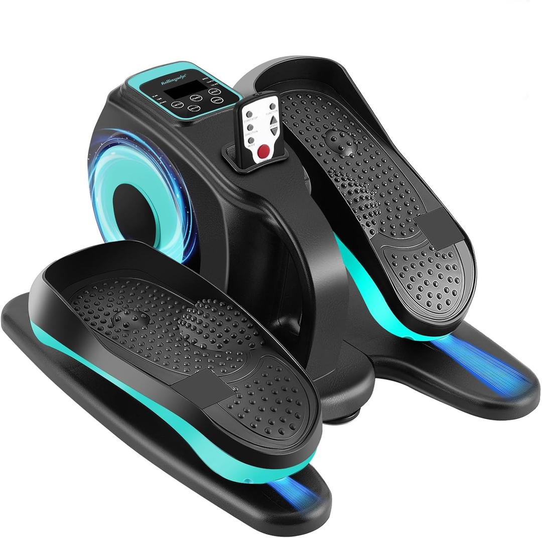 Under Desk Elliptical Machine, Electric Leg Exerciser for Seniors, Compact Seated Pedal Exerciser, Portable Elliptical Trainer with Remote and Non-Slip Pedals for Teens Adults
