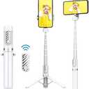 2 x Selfie Stick Tripod with Remote, Phone Tripod with Extendable Phone Holder, Portable Selfie StickTripod for iPhone Android TikTok YouTube Vlog