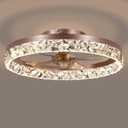 Low Profile Ceiling Fans with Lights and Remote, Stylish 19.7 inches Dimmable Flush Mount Ceiling Fan, Enhancing Room Decor, Stepless Color Temperature Change, and 6 Speeds - Copper Gold