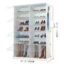 Shoe Rack Organizer, 32 Pair Shoe Storage Cabinet with Door Expandable Plastic Shoe Shelves for Closet,Entryway,Hallway,Bedroom (2 by 8, Transparent)