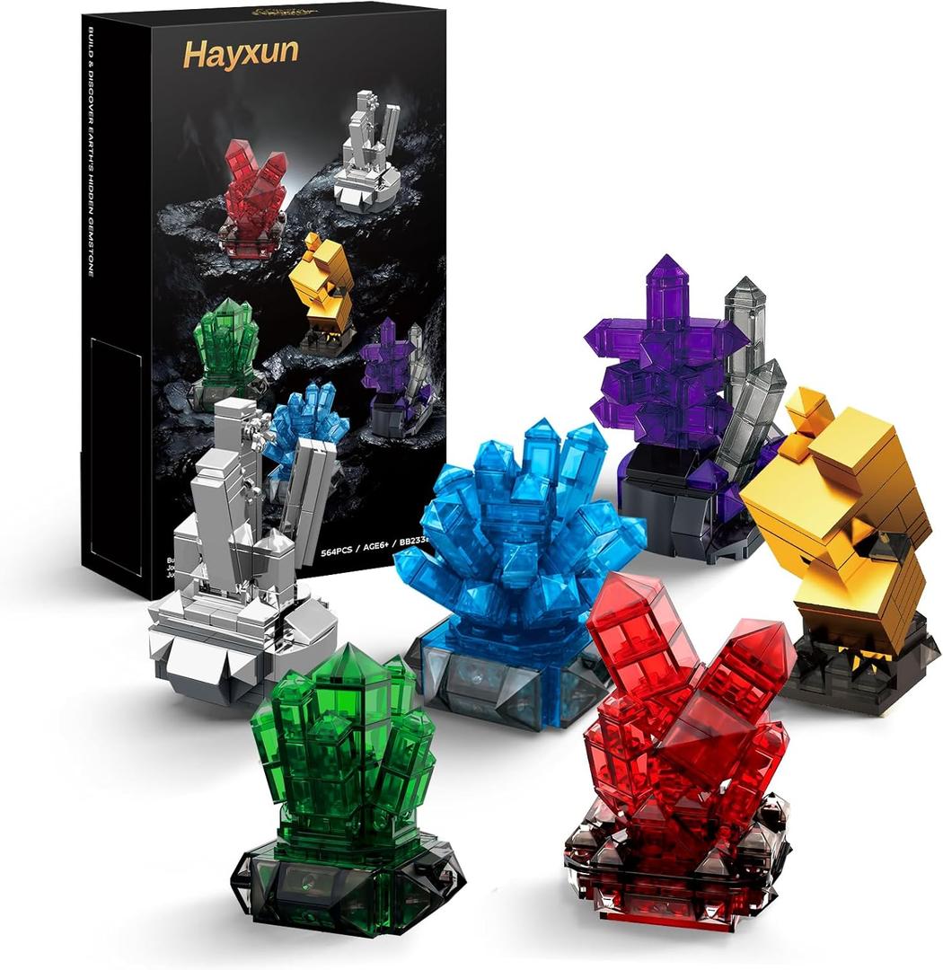 Easter Basket Stuffers for Adults, 564PCS Geology Crystal Collection Kit with 6 Gems Models  Home and Office Decor for Adult, Elegant Desk Dcor & Easter Gift for Men & Women