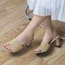 Women's Low Chunky Block Heeled Mules 2025 Slip-On Sandal Heels Square Open Toe One Band Slides Sandals for Women Prom Party Dressy Comfort Casual Pumps Shoes (Size 8, Braided)