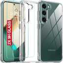 Oterkin for Samsung Galaxy S23 Plus Case Clear,[20X Anti-Yellowing] S23 Plus Case with [2Pcs Tempered Glass Screen Protectors][Built-in 4 Airbags][10FT Dropproof] Samsung Galaxy S23+ Case (Clear)