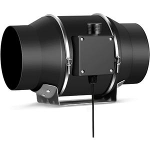 Quiet 6" Inline Duct Fan 405 CFM Ventilation Exhaust Fan EC Motor and 0-100% Variable Speed Controller for Heating Cooling Booster, Grow Tents, Hydroponics