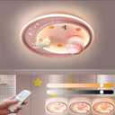 LED Ceiling Light Dimmable with Remote Control Cartoon Unicorn Modern Round Ceiling Light 62W for Boys, Girls Bedroom and Living Room Baby Room (Pink)