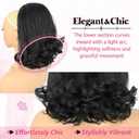 Drawstring Flick Ponytail Extension for Black Women, 14 Inch Yaki Straight Shoulder Length Ponytail with Natural Kinky Texture, Easy Wear Synthetic Hairpiece (1B Black)