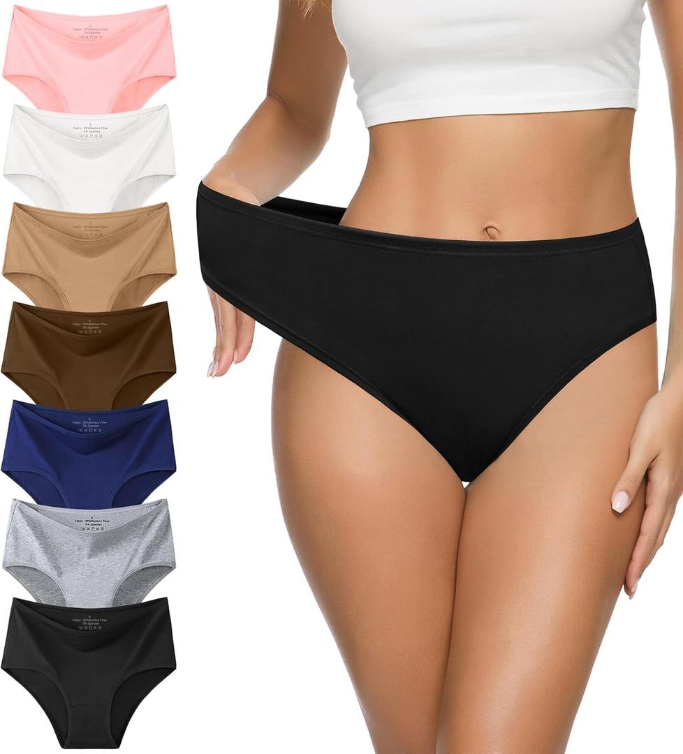 J-pone Underwear Women Pack High Waisted Bikini Panties Womens Underwear Cheeky Breathable Hipster Panties MultiPack (Medium, 7 Pack Multicolor)