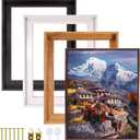 Texas Art Canvas Floater Frame for 1to 1.25Deep Gallery-Wrapped Canvas, Floating Picture Frame for Oil Paintings, Prints and Wall Art, PS Wood-Look Frames with Hanging Kit 16x24 inch White