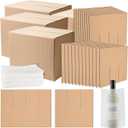 Leinuosen 4 Pack Moving Boxes Kits with 16 x 12 x 12 Inch Moving Boxes, 10 Corrugate Dividers & 24 Foam Pouches for Glassware Shipping, Dish & Kitchen Packing, Adjustable Compartments