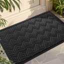 Front Door Mat Indoor Outdoor Entrance, Welcome Mat for Entryway, Stain and Fade Resistant, Heavy Duty Absorbent Door Mat, Non Slip Door Mats Outdoor, Entry Doormat, 36x24 Inch, Black