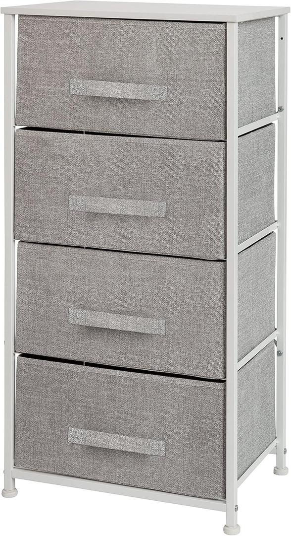 Flash Furniture Harris 4-Drawer Storage Chest of Drawers, Modern Bedroom Dresser with 4 Easy Pull Fabric Drawers and Engineered Wood Top, Light Gray
