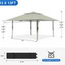 Pop Up Canopy Tent 13x13 FT, Outdoor Easy Setup Gazebo with Wheeled Carry Bag, Heavy Duty Outside Shelter with UV-Resistant Top, Portable Instant Sun Shade for Garden Camping Events, Khaki
