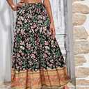 CFLONGE Summer Maxi Skirts for Women 2025 Fashion Boho Long Skirt Trendy Floral High Waist A Line Beach Skirt Vacation Outfit (M)