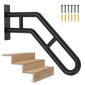 Handrail for Outdoor Grab Bar Frossvt Wall Mount Handrail, 25.8'' Garage, Porch, Garden 1 to 3 Steps Stairs Black
