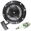 TOPEMAI 590788 Recoil Pull Starter Replace Tecumseh 590746 590748 590704 for Tecumseh HM80 HM100 OHH60 4 Cycle Engine - 590788 Recoil Starter with Spark Plug Black