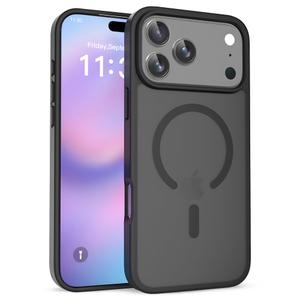 Thrdy. Slim Magnetic Case Compatible with iPhone 17 Pro Max Shockproof Translucent Protective Cover, Compatible with MagSafe, Wireless Charging Support, Drop & Full Camera Protection, Black