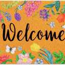 Mindsoft Spring Doormat Floral Butterfly Doormat Welcome Rug Door Mat Front Door Rug for Home Indoor Holiday Decoration 18 x 30 Inch