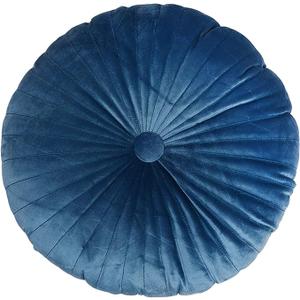 Pumpkin Pillow Round Floor Pillow Sofa Tatami Pillow Office Chair Cushion Room Decoration (13"x3", Blue)