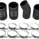 Turbo Intercooler Boots Clamps Kit for Ford F250 F350 6.0L Diesel 2003-2007 with T Bolt Clamp (Black)