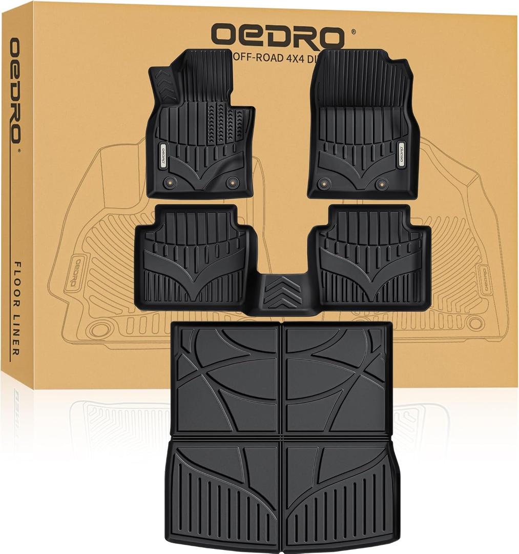 OEDRO Floor Mats Cargo Liner Fit for Mazda CX-50 2025 2024 2023, TPE All Weather Guard Waterproof Floor Liners Set CX-50 Accessories Fits 1st & 2nd Row, Cargo Mat, Black (Black)